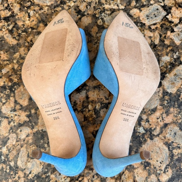 L'AGENCE  LOLITA OPEN TOE MULES‎  OCEAN SUEDE - Picture 9 of 12